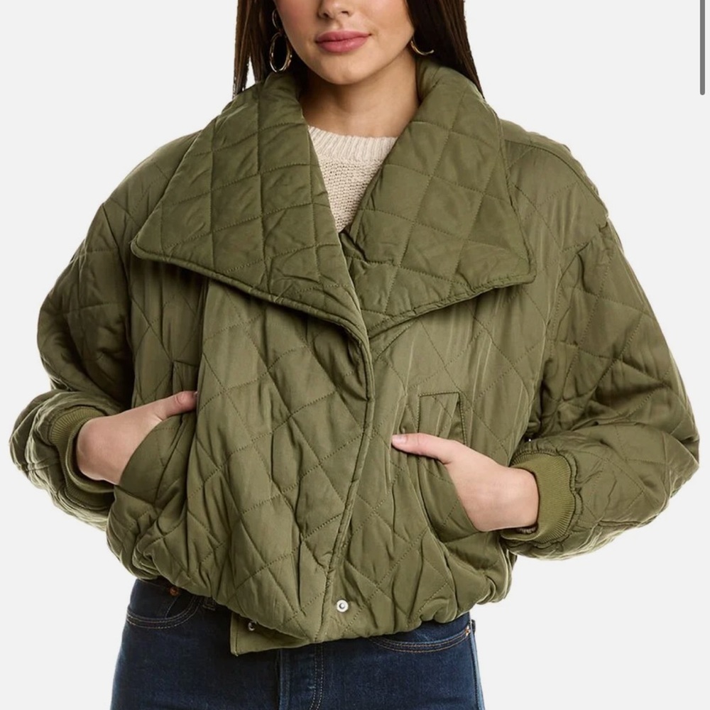 Blank NYC green cropped puffer